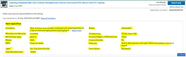 Use Item Specifics
